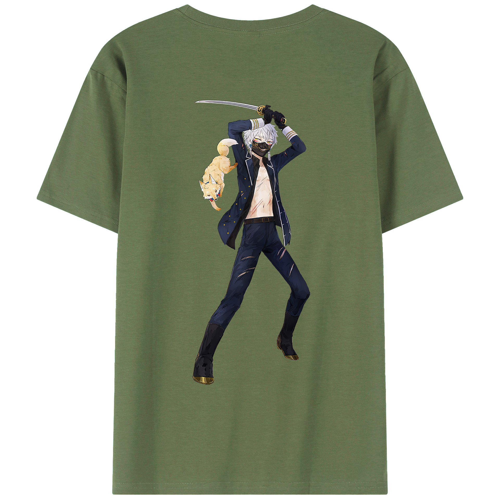 （画像用） 刀剣乱舞 Touken Ranbu 綿100％ メンズ半袖Tシャツ（バックプリント） 通気性
